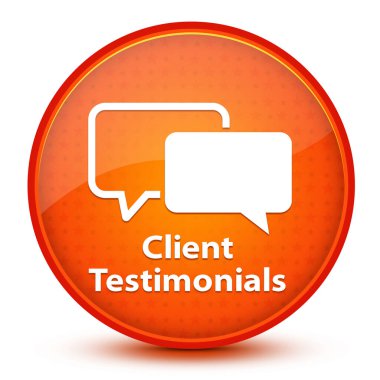 İstemci İfadeleri simgesi parlak yıldız turuncu yuvarlak düğmesine izole edilmiş soyut çizim