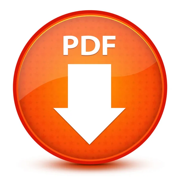 在光滑的星色橙色圆形按钮上孤立的Pdf图标摘要说明 — 图库照片