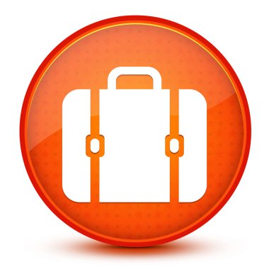 Parlak yıldız turuncu yuvarlak düğmeye izole edilmiş torba simgesi soyut resimleme