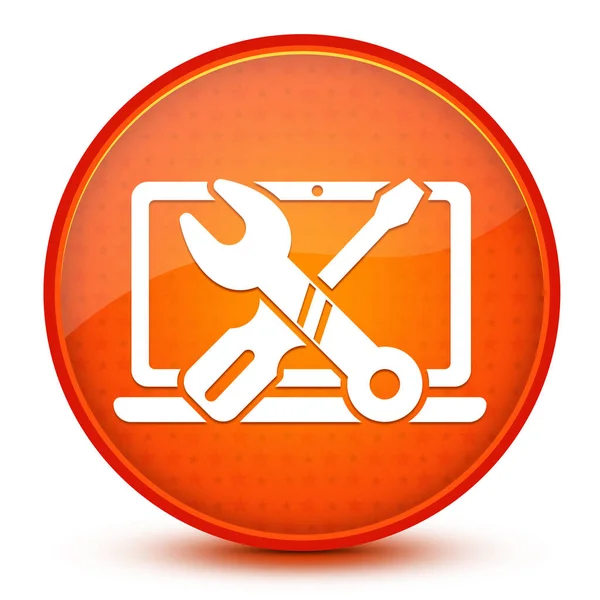 Reparatie Computer Pictogram Geïsoleerd Glanzende Ster Oranje Ronde Knop Abstracte — Stockfoto