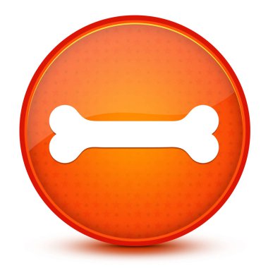 Parlak yıldız turuncu yuvarlak düğmeye izole edilmiş kemik simgesi soyut resimleme
