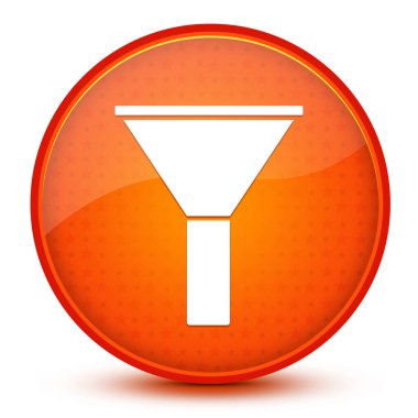 Parlak yıldız turuncu yuvarlak düğmede filtre simgesi izole edildi