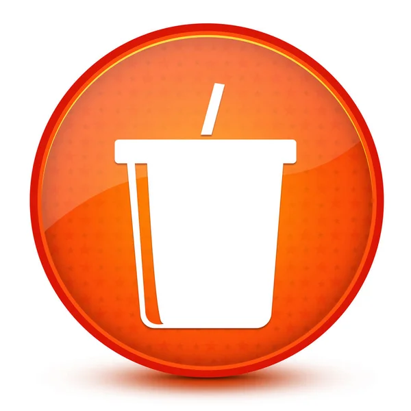 Иконка Холодного Напитка Быстрого Питания Выделенная Глянцевой Звезде Оранжевой Круглой — стоковое фото