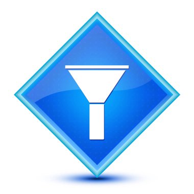 Özel mavi elmas düğmesinde filtre simgesi izole edildi