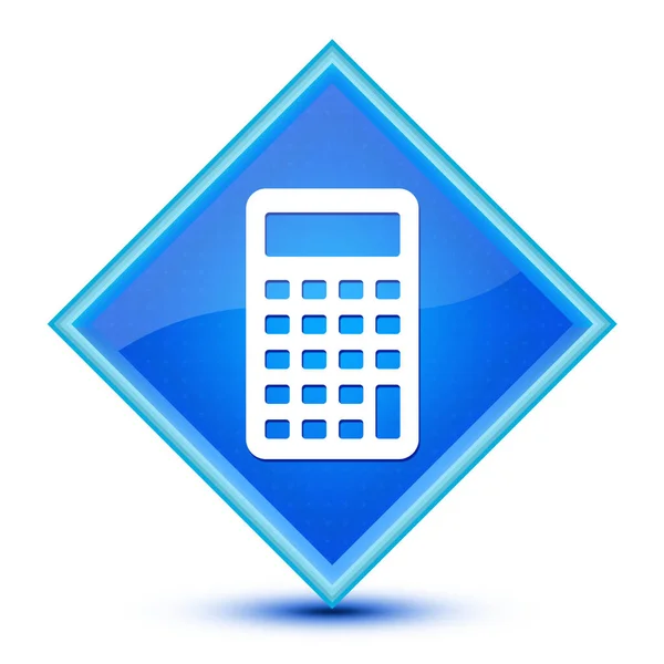 Иконка Калькулятора Изолированная Специальной Синей Кнопке Бриллиантом — стоковое фото