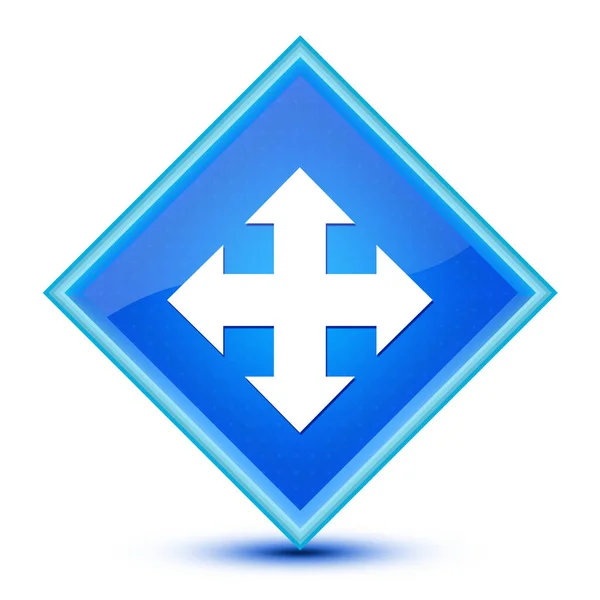 Verplaats Pictogram Geïsoleerd Speciale Blauwe Diamant Knop Abstracte Illustratie — Stockfoto