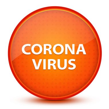 Corona virüsü parlak yıldızlı turuncu düğmeye izole edilmiş soyut çizimler