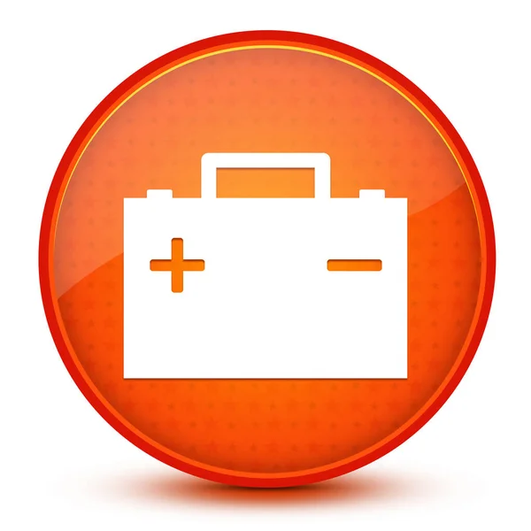 Ikona Baterii Izolowane Błyszczącej Gwiazdy Pomarańczowy Okrągły Przycisk Abstrakcyjny Ilustracja — Zdjęcie stockowe