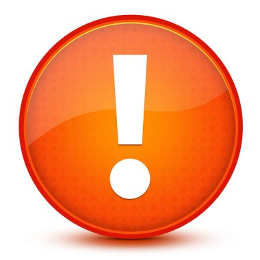 Parlak turuncu soyut arkaplanda ünlem işareti yuvarlak düğmesi