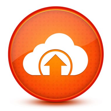 Parlak turuncu soyut arkaplanda bulut yükleme düğmesi