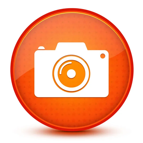 光沢のあるオレンジ色の抽象的な背景のカメララウンドボタン — ストック写真