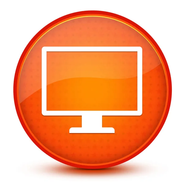 Monitor Runde Taste Auf Glänzend Orangefarbenem Abstrakten Hintergrund — Stockfoto