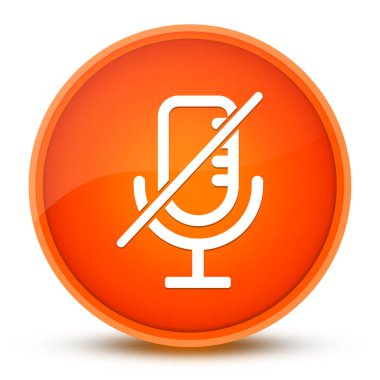 Parlak turuncu yuvarlak düğmeye izole edilmiş dilsiz mikrofon simgesi