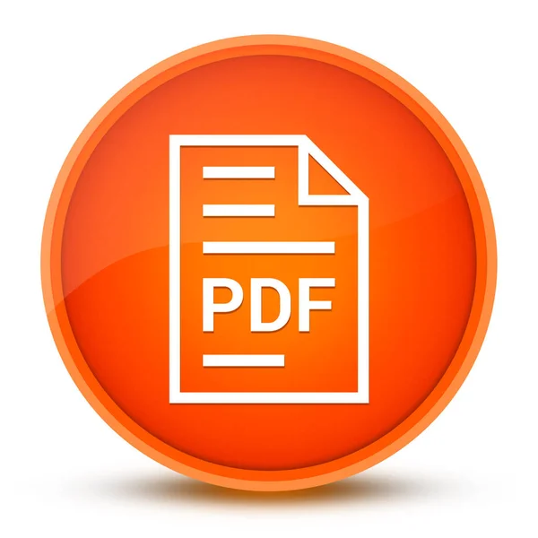 Pdf文档页面图标隔离在光滑的橙色圆形按钮摘要说明上 — 图库照片