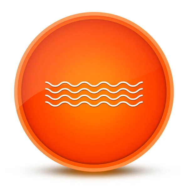 光沢のあるオレンジ色の丸ボタンで隔離された海の波のアイコン抽象的なイラスト — ストック写真