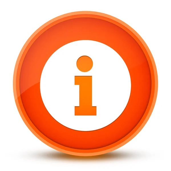 在光滑的橙色圆形按钮抽象图上孤立的信息图标 — 图库照片