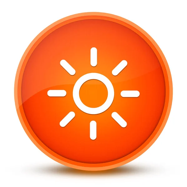Jasność Ekranu Ikona Słońca Izolowana Błyszczącym Pomarańczowym Okrągłym Przycisku Abstrakcyjna — Zdjęcie stockowe