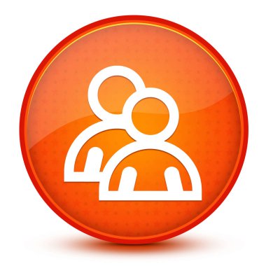 Çevrimiçi destekleyici estetik parlak turuncu yuvarlak düğme soyut resimleme