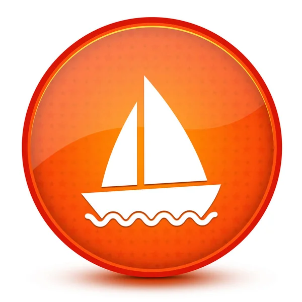 Sailboat aesthetic glossy orange round button abstract illustration