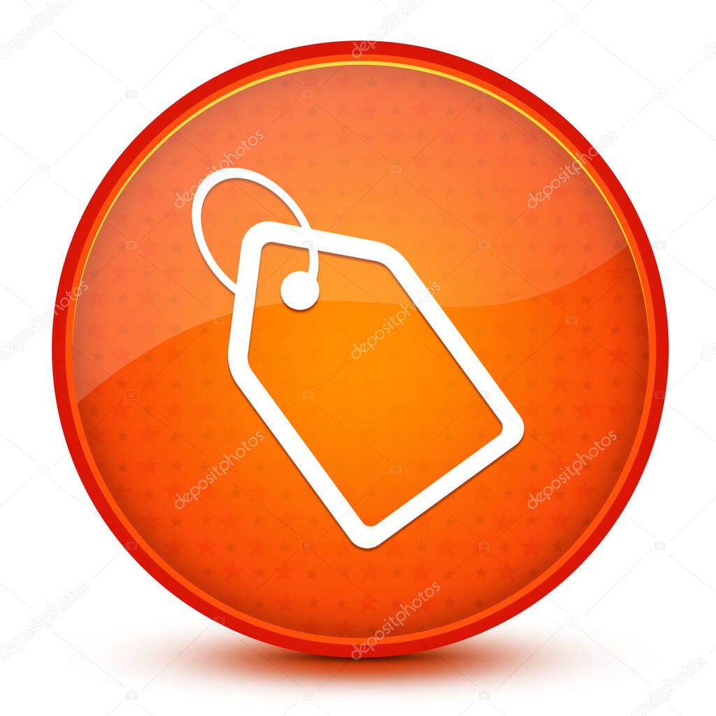 Tag aesthetic glossy orange round button abstract illustration