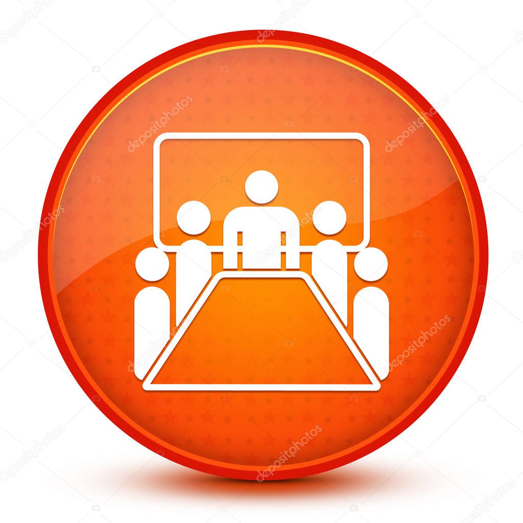 Meeting room aesthetic glossy orange round button abstract illustration