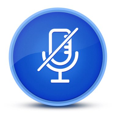 Sessiz mikrofon lüks parlak mavi yuvarlak düğme soyut illüstrasyon