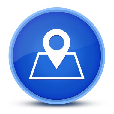 Harita noktası lüks parlak mavi yuvarlak düğme soyut resimleme