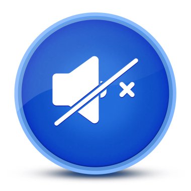 Sessiz hoparlör parlak mavi yuvarlak düğme soyut illüstrasyon