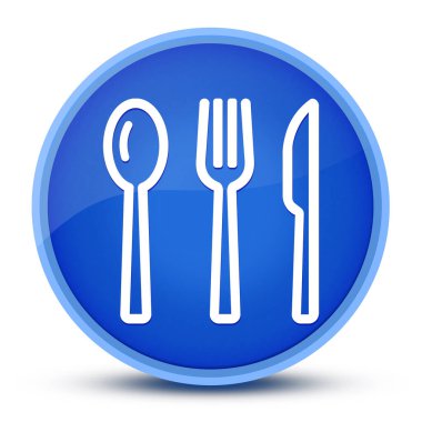 Çatal bıçak takımı parlak mavi yuvarlak düğme soyut çizim