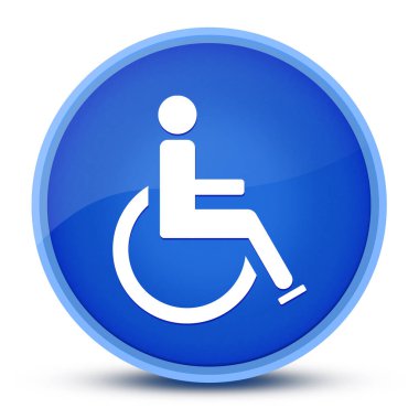 Tekerlekli sandalye engelli lüks parlak mavi yuvarlak düğme soyut illüstrasyon