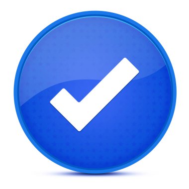 Estetik işaretli parlak mavi yuvarlak düğme soyut resimleme