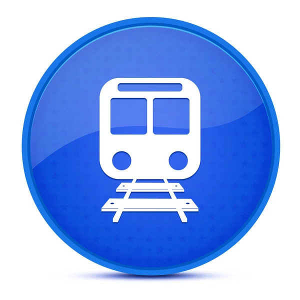 Train aesthetic glossy blue round button abstract illustration