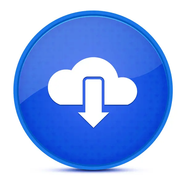 Cloud Download Esthetische Glanzende Blauwe Ronde Knop Abstracte Illustratie — Stockfoto