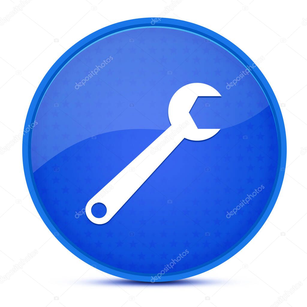 Spanner aesthetic glossy blue round button abstract illustration