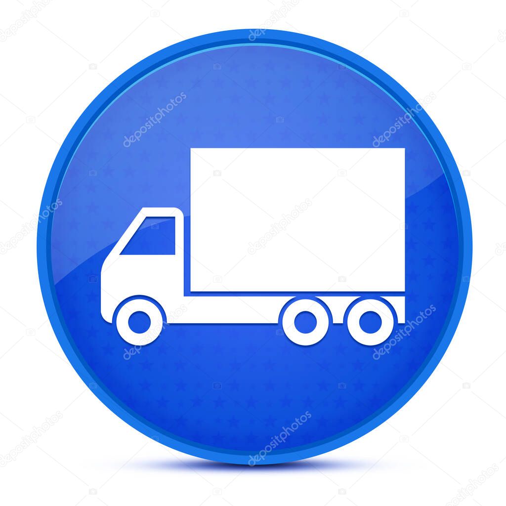 Truck aesthetic glossy blue round button abstract illustration