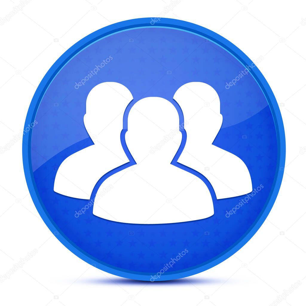 User group aesthetic glossy blue round button abstract illustration
