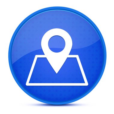 Harita noktası estetik parlak mavi yuvarlak düğme soyut resimleme