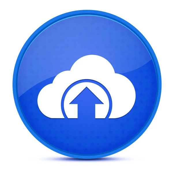 Cloud upload aesthetic glossy blue round button abstract illustration
