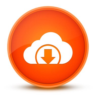 Bulut indirme lüks parlak turuncu yuvarlak düğme soyut illüstrasyon