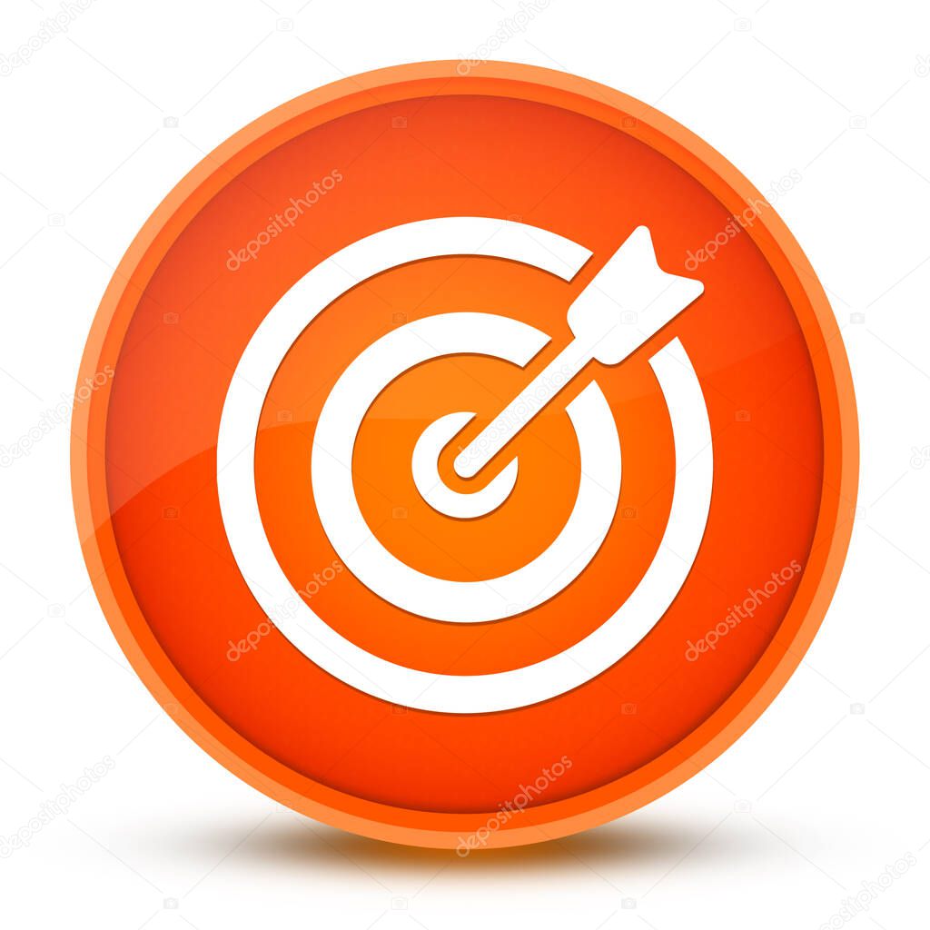 Target luxurious glossy orange round button abstract illustration