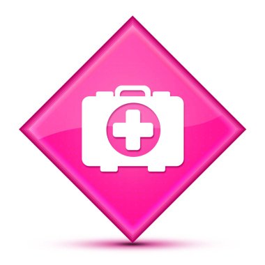 Medicine Bag simgesi, lüks, dalgalı pembe elmas düğmeye izole edilmiş, soyut illüstrasyon