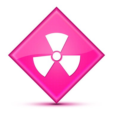 Radyasyon simgesi lüks pembe dalgalı elmas düğmesine izole edilmiş soyut resimleme