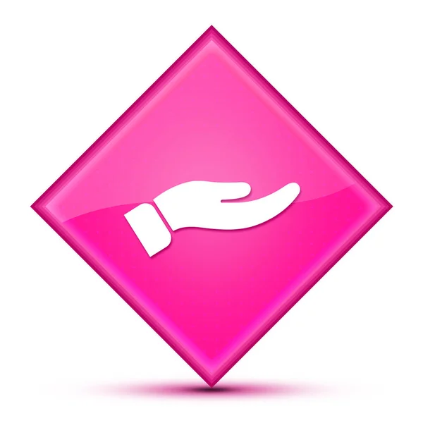 Handsymbol Isoliert Auf Luxuriösem Rosa Diamantknopf Abstrakte Illustration — Stockfoto