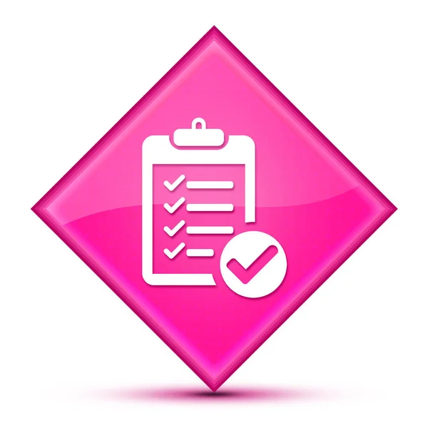 Checklist Icona Isolata Sul Lussuoso Ondulato Rosa Diamante Pulsante Illustrazione — Foto Stock