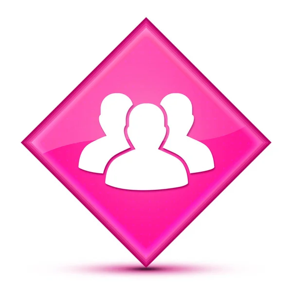 Ícone Grupo Usuários Isolado Luxuoso Botão Diamante Rosa Ondulado Ilustração — Fotografia de Stock