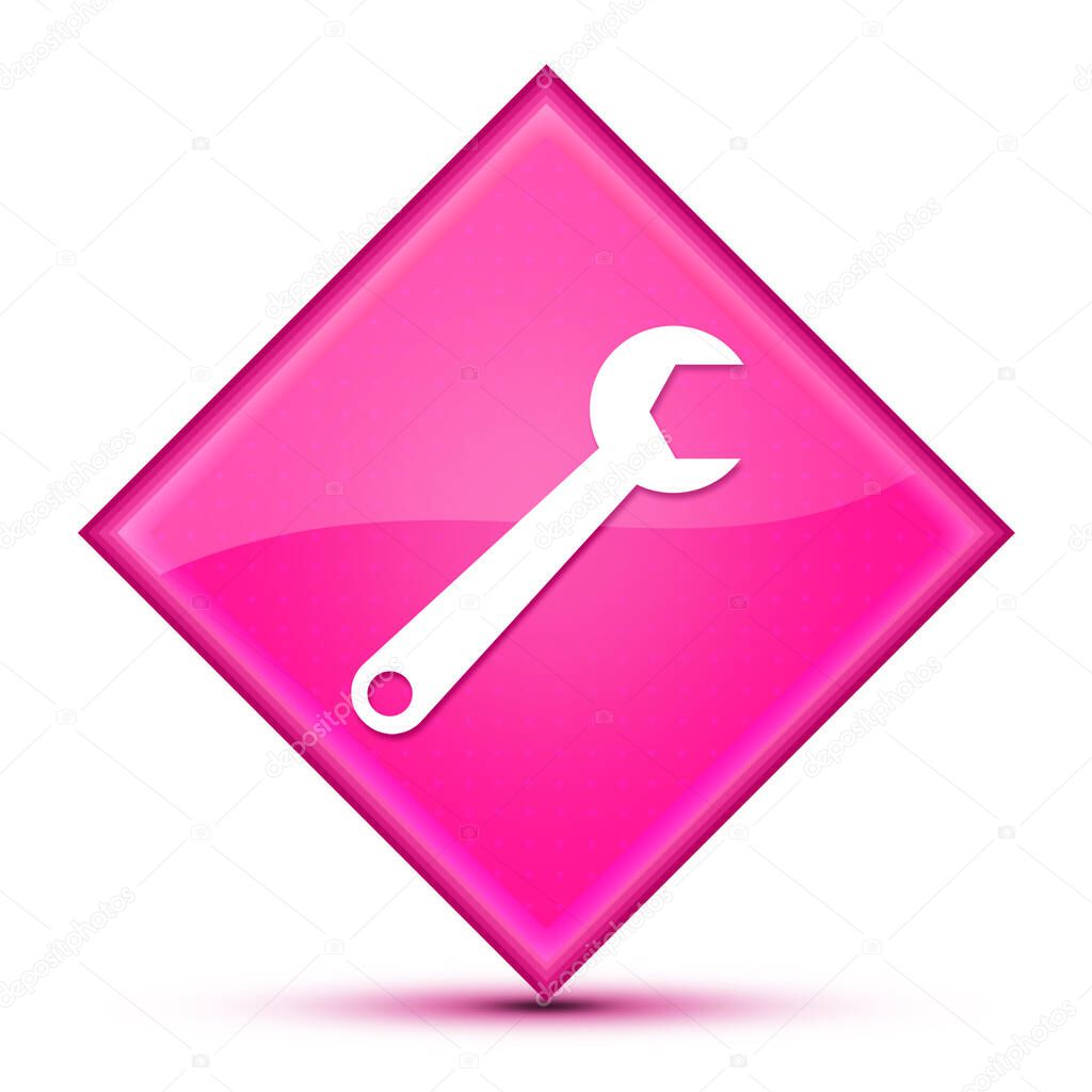 Spanner icon isolated on luxurious wavy pink diamond button abstract illustration