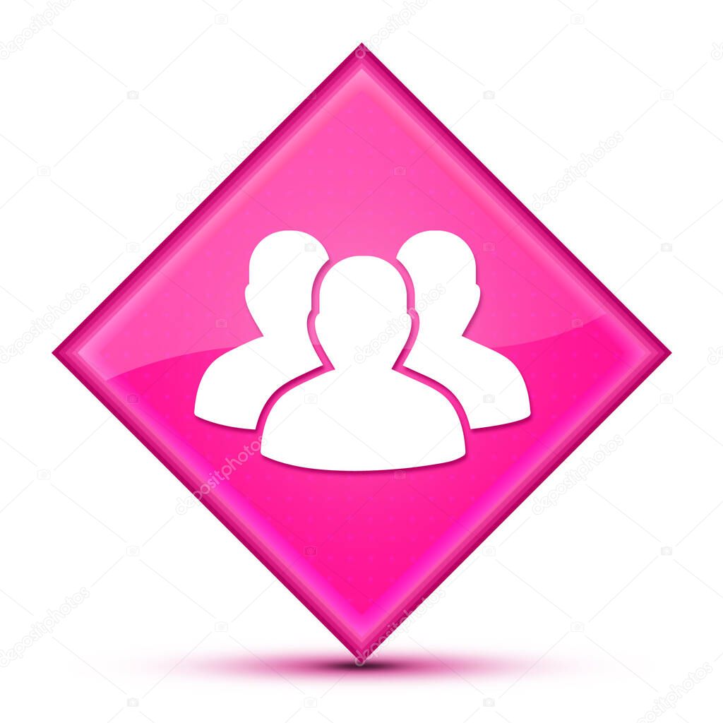 User group icon isolated on luxurious wavy pink diamond button abstract illustration