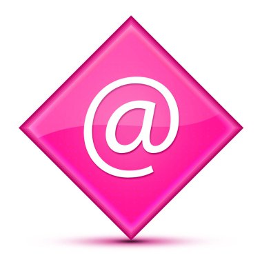 Lüks dalgalı pembe elmas düğmesine izole edilmiş e- posta adresi simgesi soyut illüstrasyon