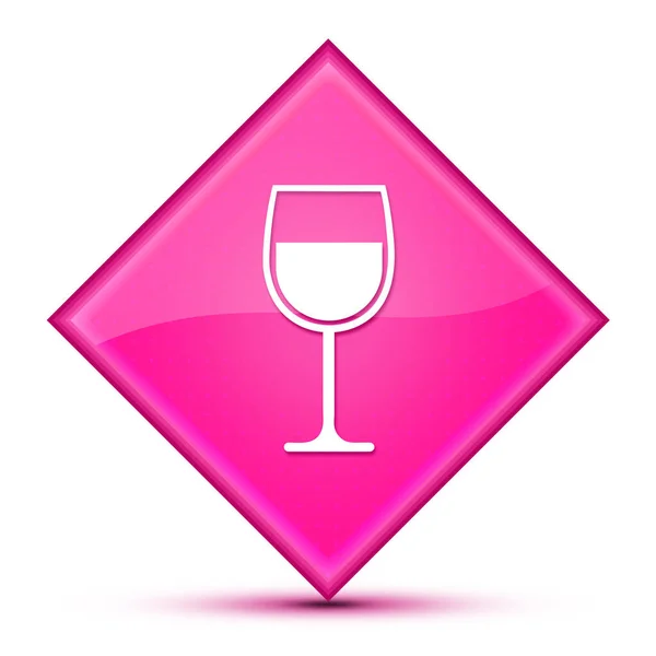 Vin Glas Ikon Isolerad Lyxiga Vågiga Rosa Diamant Knapp Abstrakt — Stockfoto