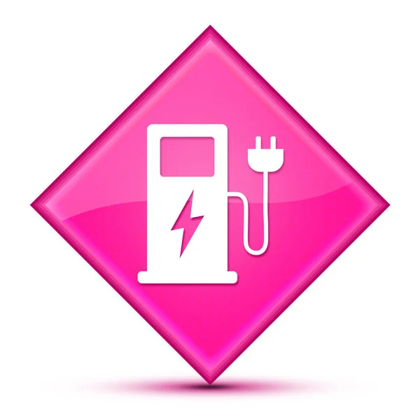 Electric Vehicle Charging Station Icon Isolated Luxurious Wavy Pink Diamond — Stock Photo, Image